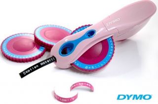 Dymo Pink Caption Label Maker Embosser + 3 Changeable Wheels Tape 