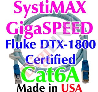 Cat6A 25ft *Certified* by Fluke DTX 1800 CommScope SystiMAX GigaSPEED 