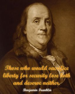 Benjamin Franklin Liberty for Security Founding Father Shirt S M L 