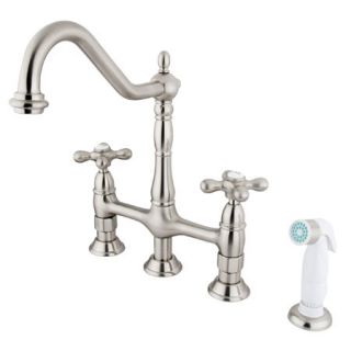 New Center Bridge Brushed Nickel Kitchen Faucet Faucets w/ Side 
