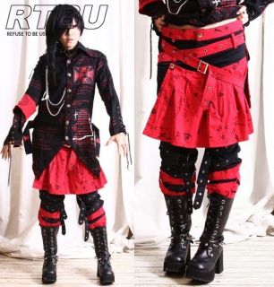   Punk Mummy Spider Gear Pants Jean+Red Sheild Pleated Skirt Hip Wrap