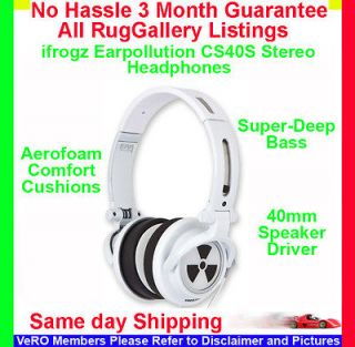 ifrogz Earpollution CS40S Stereo Headphones White for iPod iPhone  