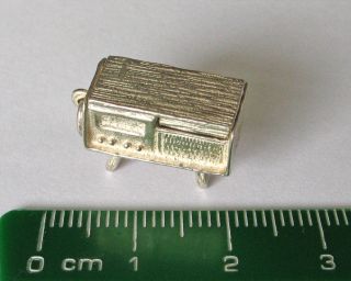 Vintage Silver Record Player Cabinet/Radiogram Charm opens to reveal 