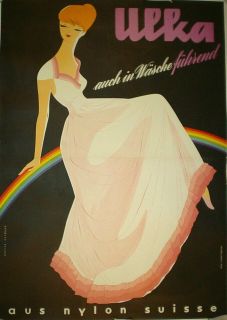 Original Vintage ULKA 1950s Linen backed Fashion poster, ATELIER 