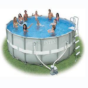 Intex 18x52 Round Ultra Frame Above Ground Swimming Pool Package 