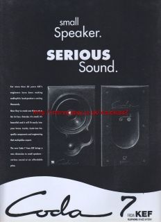 Kef Coda 7 Speakers Serious Sound 1994 Magazine Advert #962