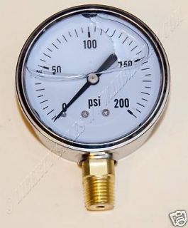 New Hydraulic Liquid Filled Pressure Gauge 0 200 PSI
