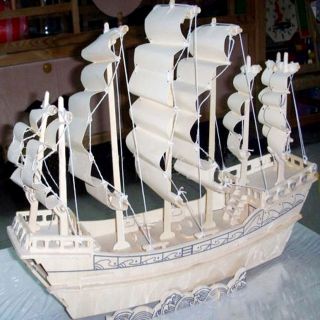   Vintage Sailing Ship wooden Model Building White Color Boat New