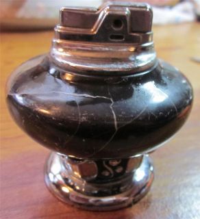 Vintage Mid Century Ronson Table Lighter   Art Deco Design   Black 