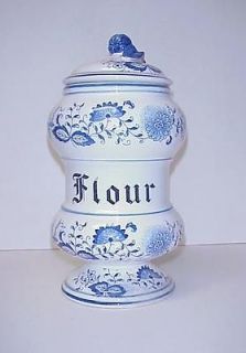 VeryOld Porcelain Blue Onion German Jar canister Black Forest Gothic 
