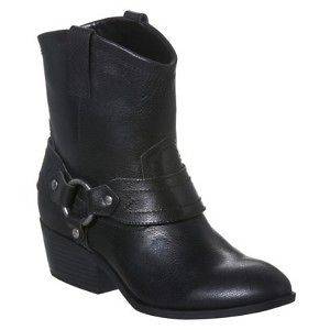 NEW Mossimo Kaiala Black Leather Ankle Boots Motorcycle Buckle Biker 