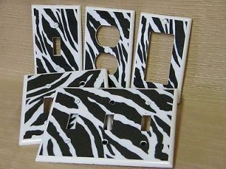 Large Stripe Zebra Print Black White Light Switch Cover Plate Outlet 