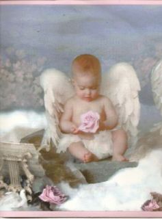 Cherub angel baby music flower rose wallpaper border Open