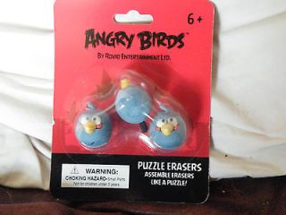 Angry Birds Pack of 3 Puzzle Erasers   Blue Angry Bird