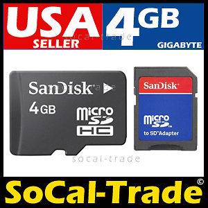 New Sandisk 4GB Class 2 MicroSD Mini SD SDHC Flash Memory Card With 2 