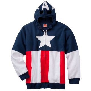Marvel Captain America Costume Avengers Adult Zip Up Hoodie Brand 