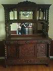 Antique Oak Sideboard Buffet with Beveled Glass & Mirro