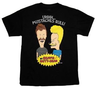 Beavis & Butthead MTV Mustaches Rule TV Cartoon Adult T Shirt Tee