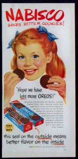 Vintage 1952 Nabisco Oreo Cookies Magazine Ad National Biscuit Company