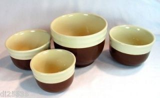 Oxford Universal Pottery 4 Refrigerator Kitchen Mixing Bowls Brown 