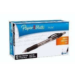 Paper Mate Profile Retractable Ballpoint Gel Pens 12 Black Lite 