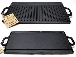 Cast Iron Preseasoned Double Two Burner Reversible Grill / Griddle Old 