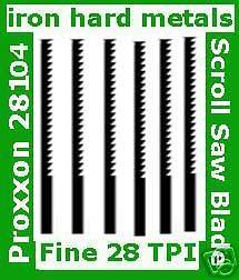 PROXXON 28104 FINE METAL 28TPI SCROLL SAW BLADE DS without pins STEEL 