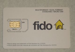 NEW Fido Micro / Standard Dual Format Sim Card for 3G GSM