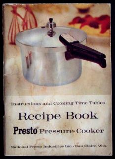 1959 Presto Pressure Cooker Instruction Recipe Parts Guide Book