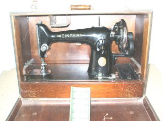 Vintage Singer Hand Operated Sewing Machine In Case 18.5Long 9Wide