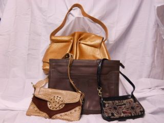   Lot of Four Purses,Vintage Brown,Gold The Find, Sml Sharif & Lapson