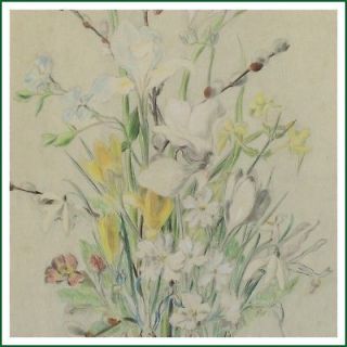 Wild Spring Flowers Floral Pencil Sketch Drawing