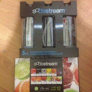 SodaStream Carbonating PET Bottles (1 Liter Each) & 12 Flavor Sample 