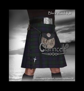 Kilt BLACK WATCH TARTAN + FREE Scottish Thistle Pin