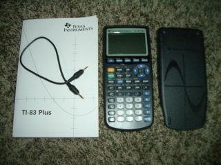 Texas Instruments TI 83 Plus Graphic Calculator, Case, Manual, & I/O 