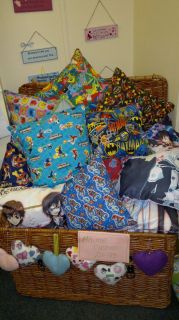 Cushions, London bus, Union jack, Cartoon Heros, Pokemon, Guitar 