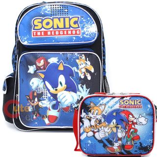 Sega Sonic The Hedgehog School Backpack Group 16 Large Bag with Lunch 