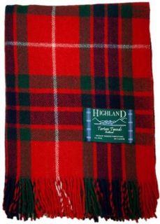 Scottish 100% Wool Tartan Rug Blanket Fraser Red