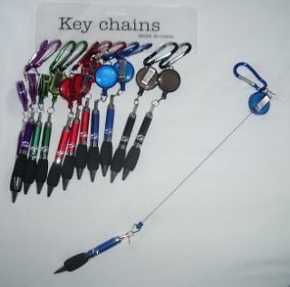 12 pcs Retractable Pen Belt Clip Key Chain Office School Supply 