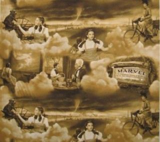 WIZARD of OZ Under the Rainbow SCENIC CLOUDS Sepia Tones Fabric FQ or 