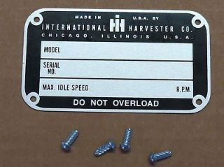 Later Style Serial Number Tag Plate with Rivets for Farmall IH CUB A B 