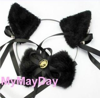 Black Cat Ear Bow Tie Headband Cosplay Costumes Japan LOLITA Cute 