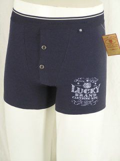   NAVY Thermal Stretch Long John Boxer Brief Underwear Button Fly NEW