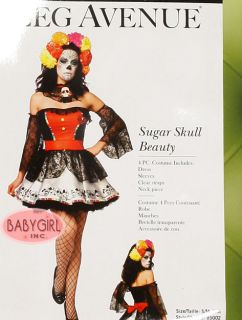 Leg Avenue 4 PC. Day of the Dead Sugar Skull Beauty Halloween Costume 