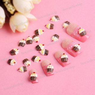 20x Resin 3D Cup Cake Nail Art Stickers Slices Beads Tips Acrylic DIY 