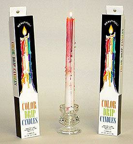 Boxes of 2 Multi Color Drip Candles 9.5 Long   Made in USA 
