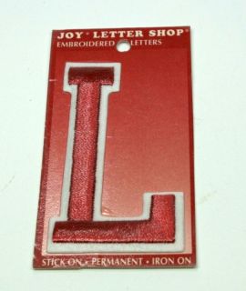 Embroidered Letter L   3 inch    Stick On   Iron On   Red & White