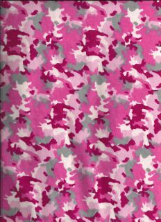 New pink camouflage cotton flannel camo fabric by the 1/2 yard