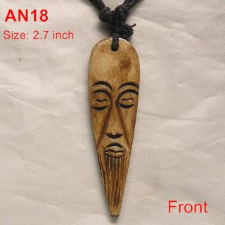 Tibet Kindly Monk Face Totem Amulet Pendant Necklace made with Yak 