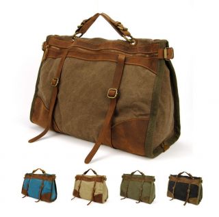   Leather Canvas Gym Duffle Luggage Tote Messenger Travel Shoulder Bag